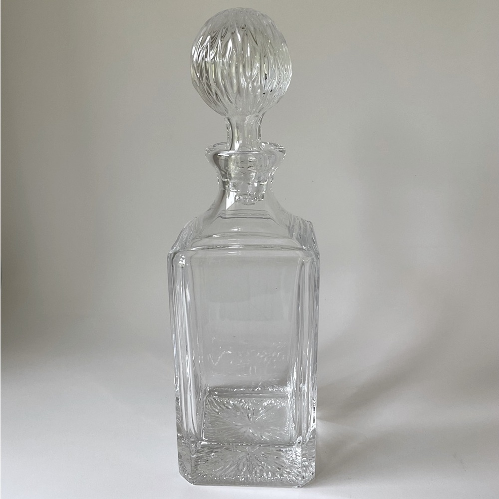 Classic Square 24 oz Clear Glass Decanter with Round Stopper